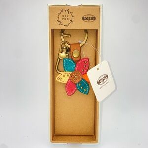 NEW- Fossil Kelly Key Fob Purse Bag Charm Multi color Flower